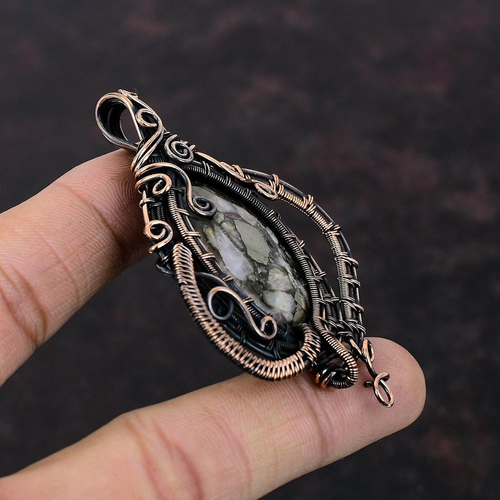 Copper Pink Opal Pendant Copper Wire Wrapped Pendant Real Gemstone Handmade Pendant Copper Wire Wrap Jewelry Pendant For Gift Healing Stone