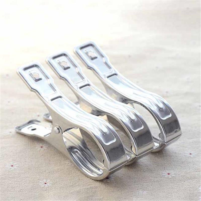 10PCS Large Stainless Steel Clips for Home Drying Down Clothes Quilt Windproof Clothespins Home Laundry Beach Towel Clips