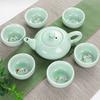 Celadon Carp Tea Cup Kung Fu Tea Set Gift Household Ceramic Portable Outdoor Travel Teapot Porcelain Teaset Tea Cups Set 2025