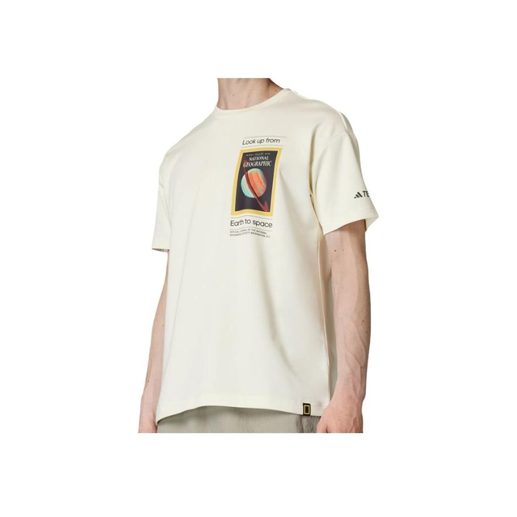 Adidas X National Geographic Collaboration Comfortable Soft Skin-Friendly Breathable Short Sleeve T-Shirt Unisex Tops White JD5962