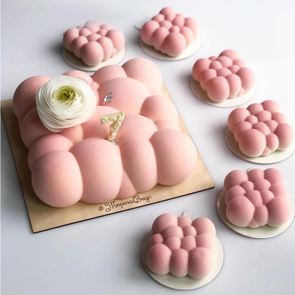 6 Cavities 3D Cloud Cake Mold Silicone Mousse Molds Bubble Molds for Baking