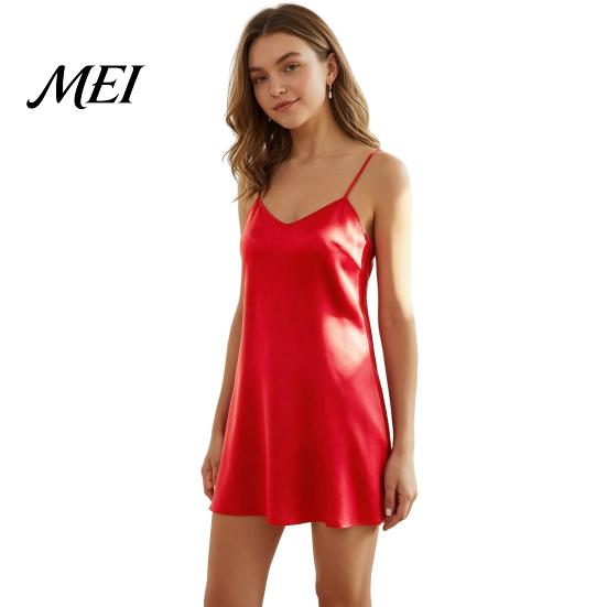 Bata de Noche de Seda para Mujer, Camisón Slip, Tirantes Finos Cuello en V Corto Ropa de Noche para Dama, Vestido Mini de Satén sin Mangas para Camisola