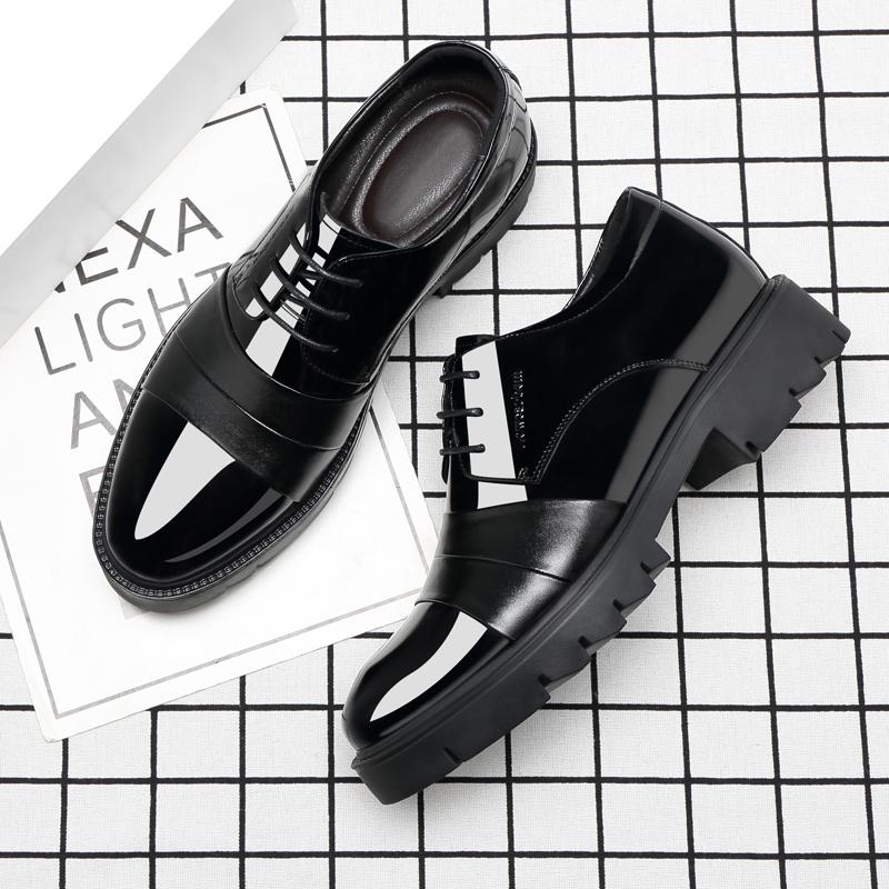 Man Patent PU Leather Splicing Men Elevator Shoes 4/7/9 CM Height Increase Lift Men Formal Oxford Shoes for Business Wedding