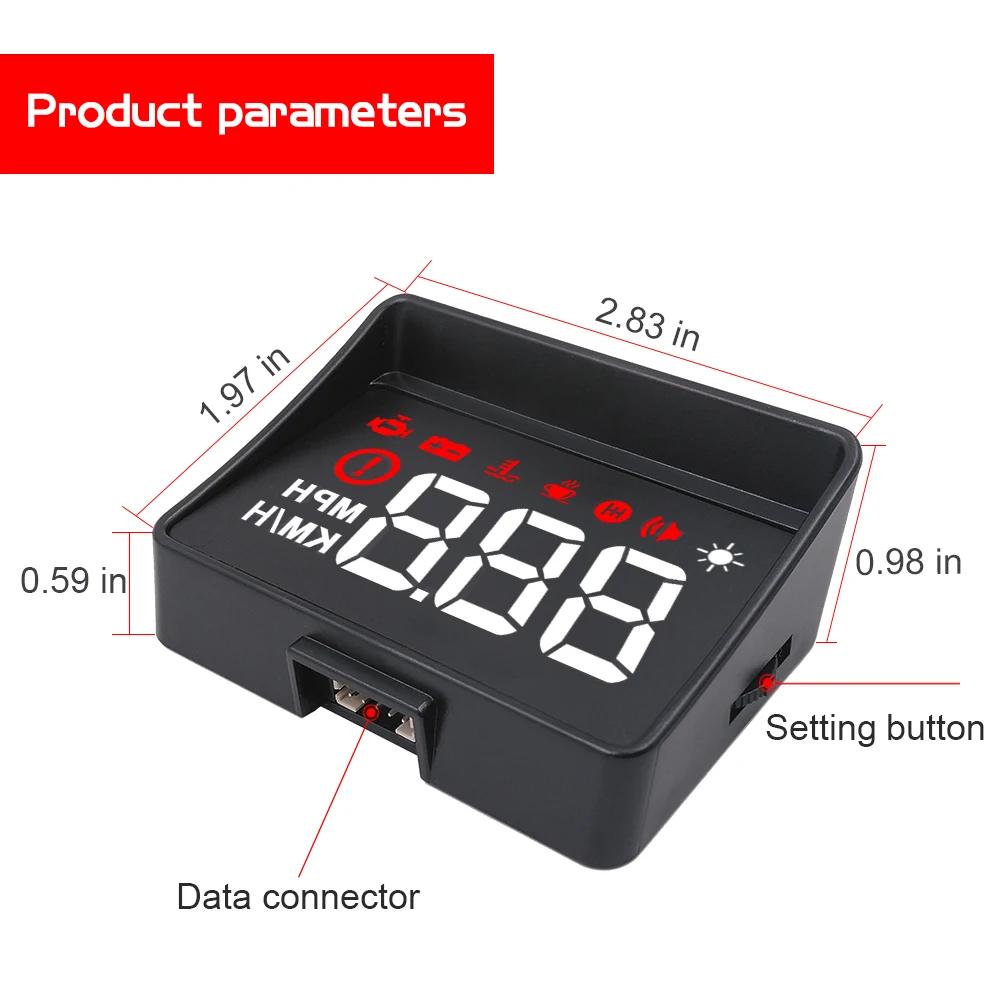 For HUD OBD Head Up Display OBD2 On-Board Computer Smart Digital Speed Meter With Overspeed Alarm Water Temperature Gauge