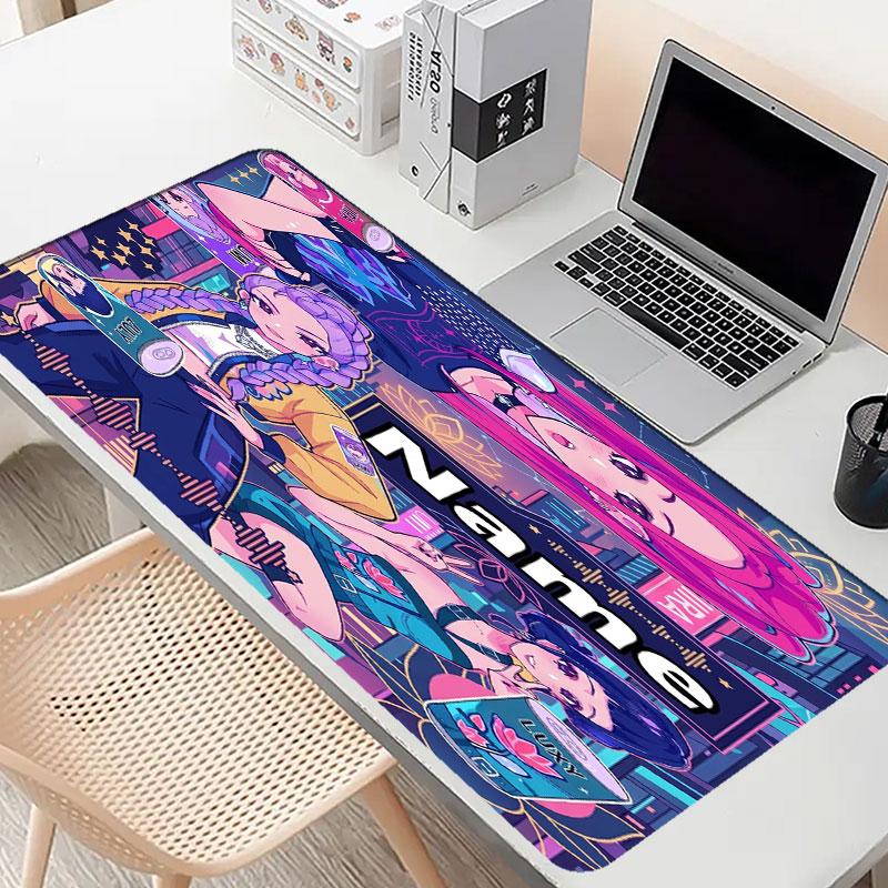 Custom Name Personalized Kpop Demon Hunter Pattern Mousepad, Laptop PC Desk Mat, Decorative Desk Mat for Home Keyboard Pad Gift