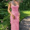 Sexy Slim Halters Printed Backless Dress Women