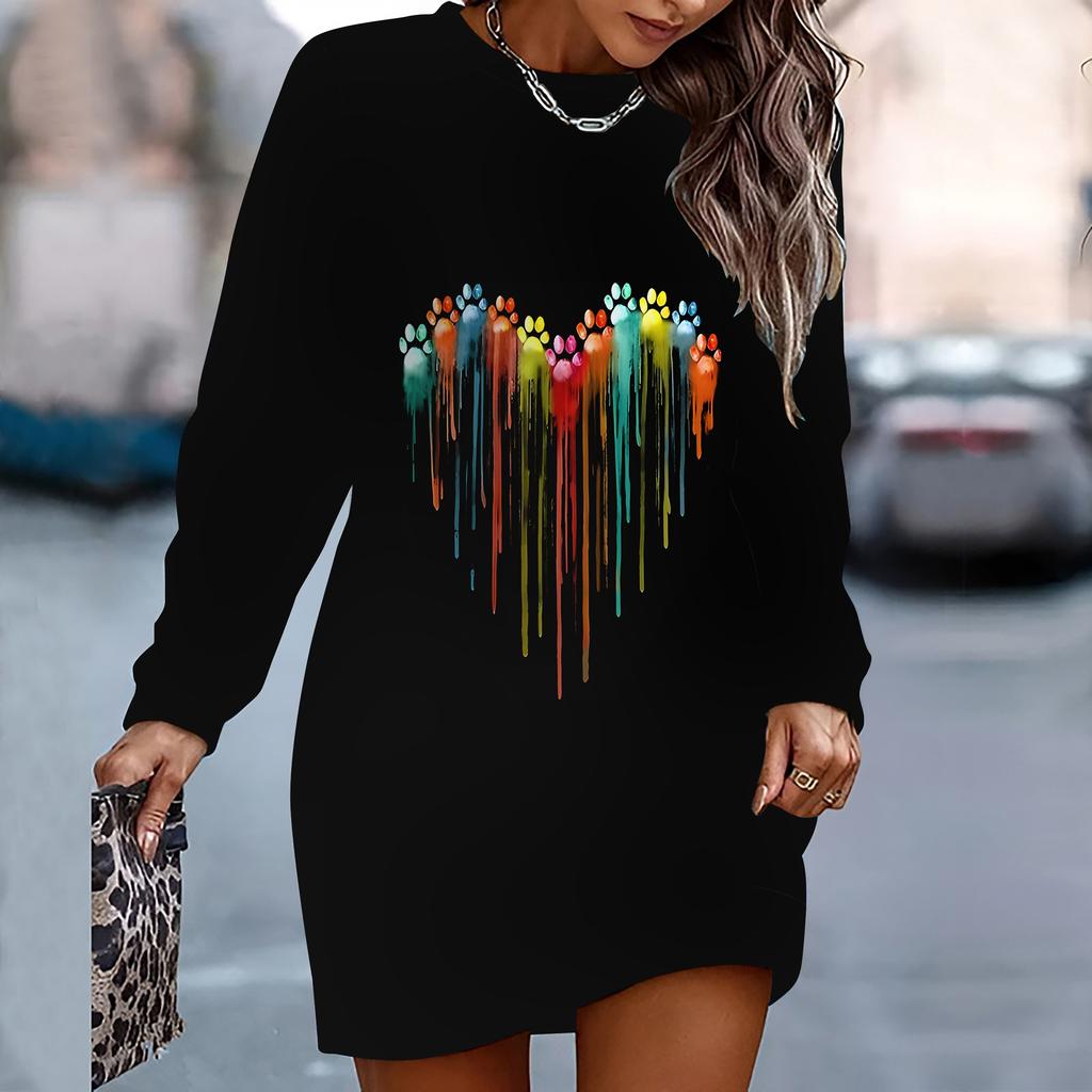 Damen Eleganter, Modischer, Trendiger und Lässiger Hoodie, 3D Herzsymbol Gedruckt Dreidimensionaler Schnitt Damen Langer Hoodie Valentinstagsgeschenk