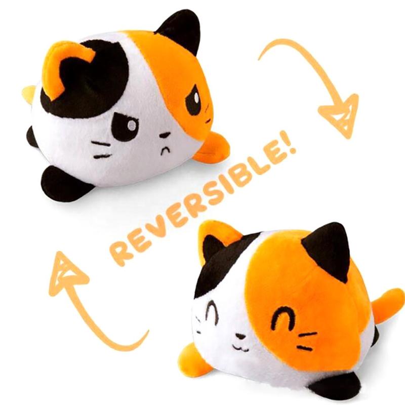 Reversible Double Sided Soft Cute Cat Plushie Dolls Stuffed Animal Cartoon Flip Kid Plush Toys Christmas Gift