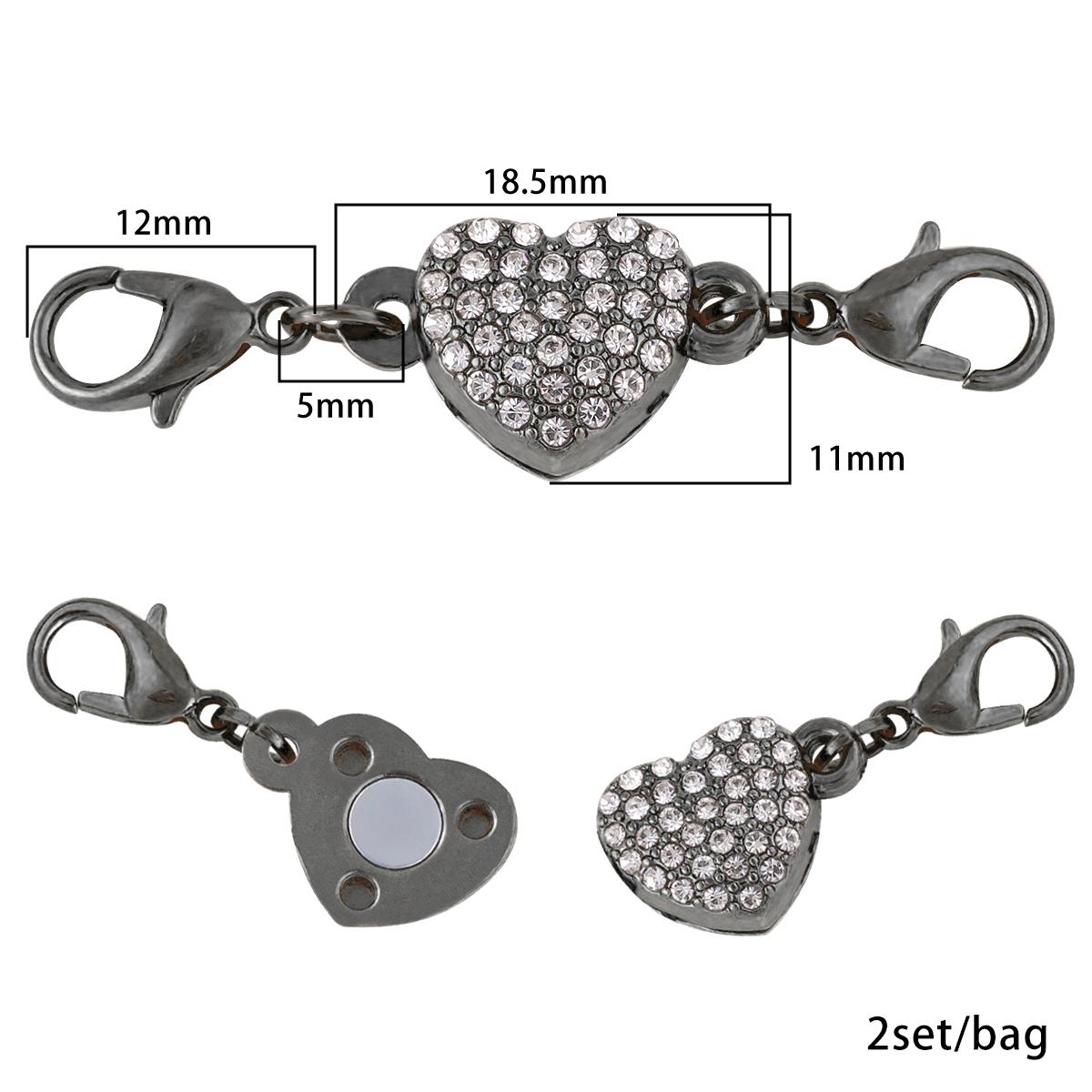 

2 компл./сумка, сильные магнитные застежки в форме сердца, подходят для браслетов, ожерелья, застежки, соединители для изготовления ювелирных изделий темно серый