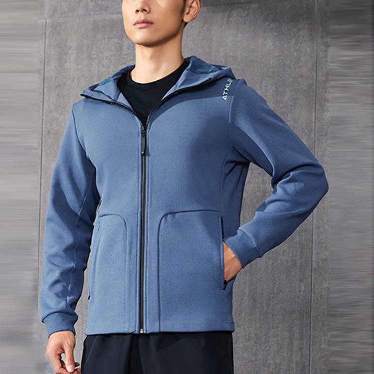 LiNing Fitness Series Solid Color Hooded Long Sleeve Sweatshirt Unisex sweatshirt Lime-Blue AWDS093-8