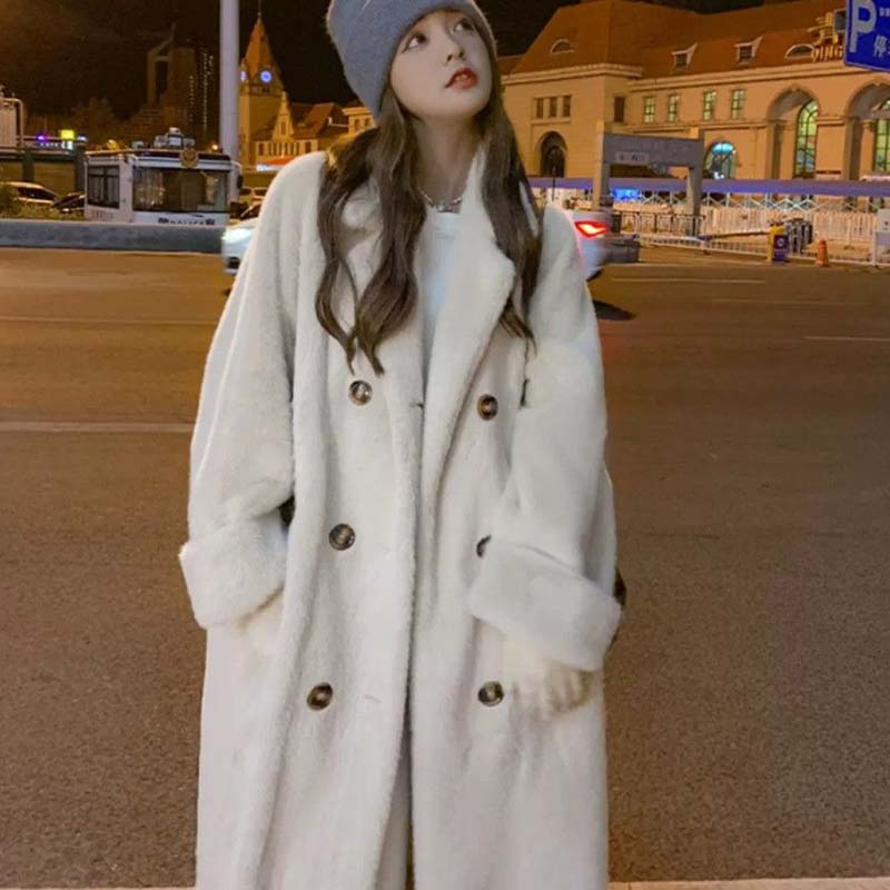 Women's Fashion Thick Faux Fur Coats Autumn Winter Long Luxury Female Jacket Fluffy  Warm Plush Overcoat