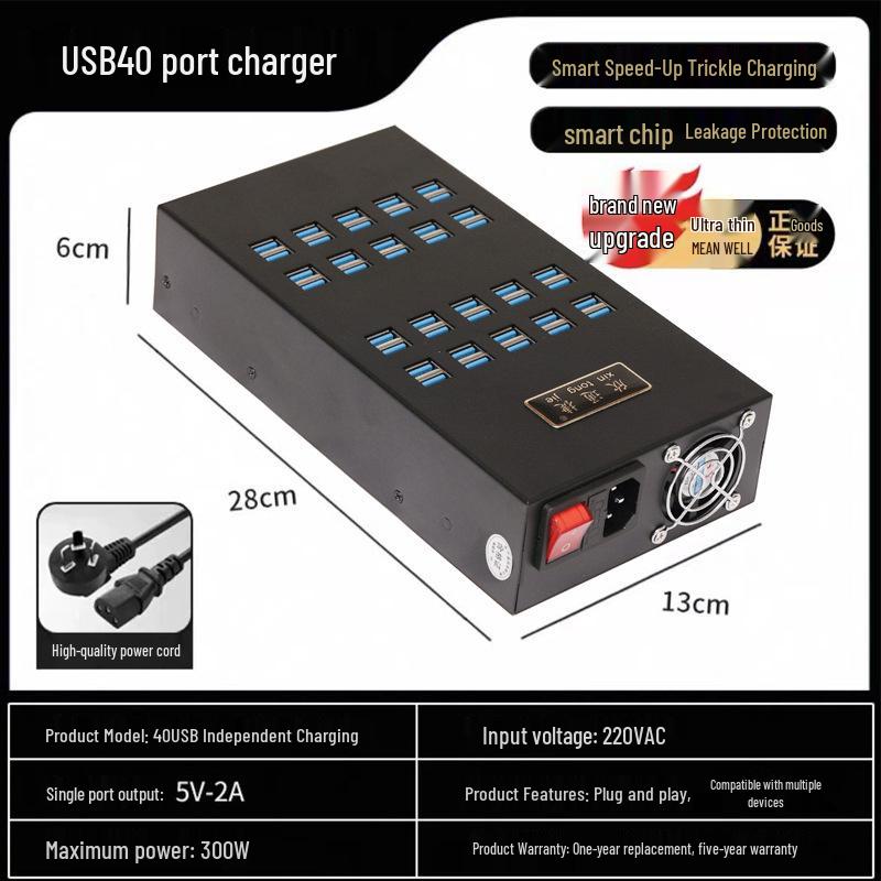Multi-port USB Charger for Mobile Game Studios - 10/20/30/40 Ports, Compatible with Android and Apple Devices