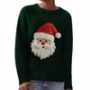 Women's Fashion Christmas Print Pullover Long-Sleeve  Neck Knit Sweater Top