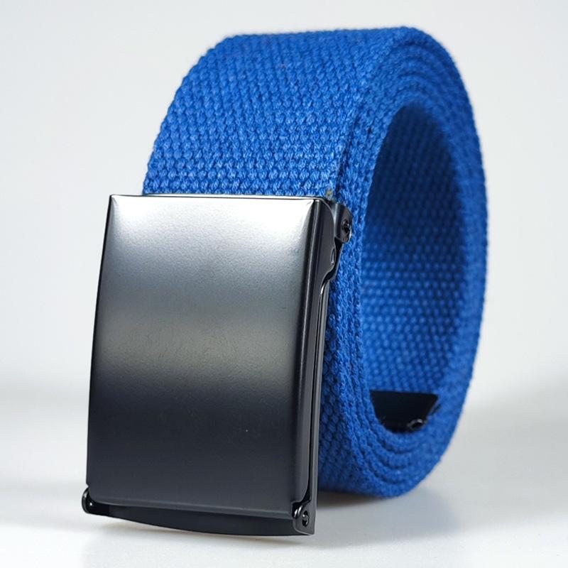 

F091 Унисекс Толстый Холст Металлическая Пряжка Хлопковый Ремень - Повседневный Универсальный Плетеный Кожаный 125 cm синий