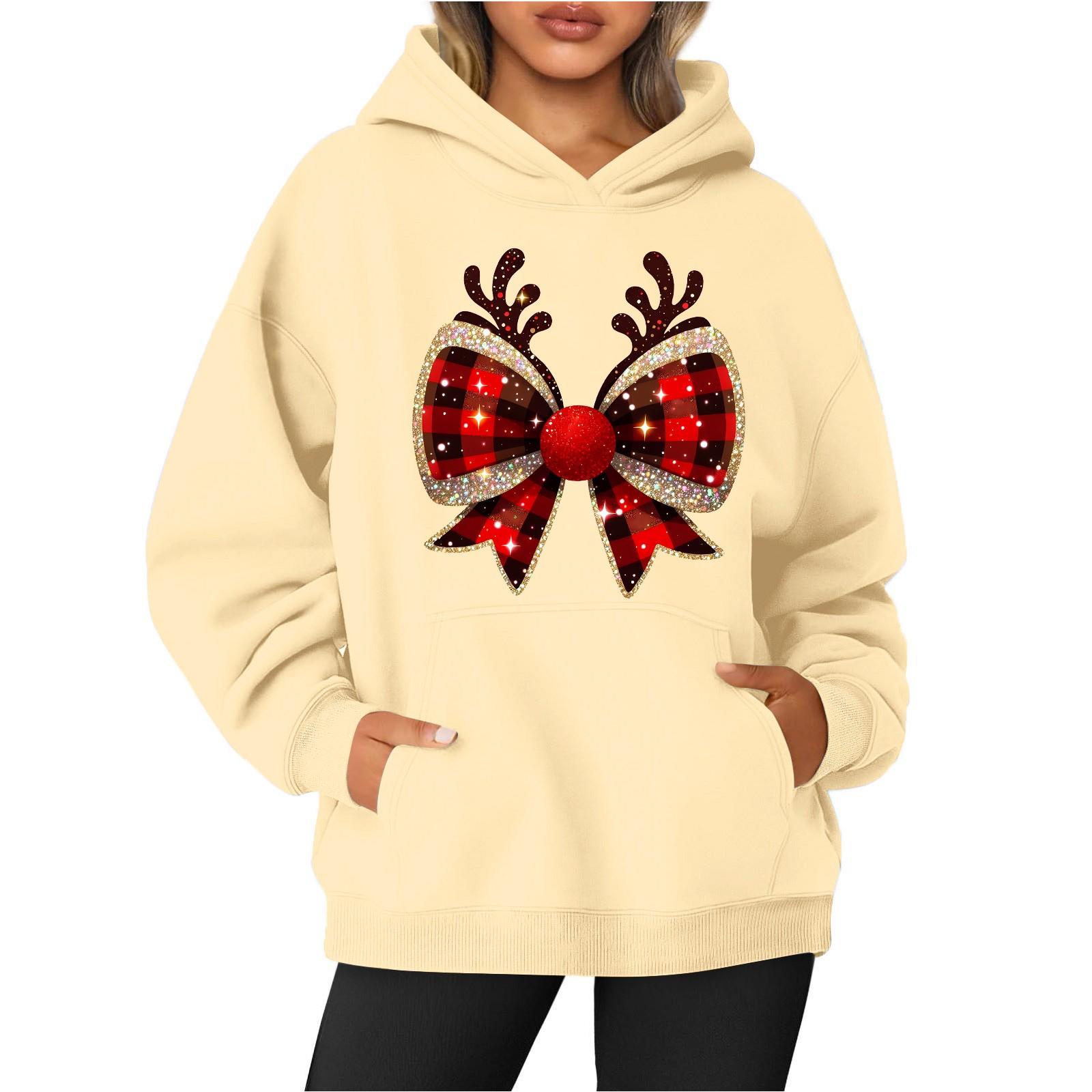 

Женская толстовка с круглым вырезом и длинными рукавами с рождественским принтом XXXL жёлтый