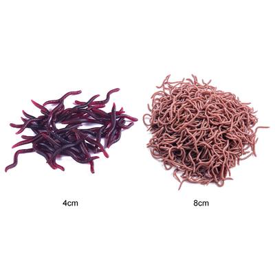 50pcs/Set Red Worm Soft Lure Earthworm Fishing Artificial Rubber Baits Shrimp Bass Carp Tackle