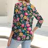 Women's Fashion Casual Print Button-down Shirt 3/4  Sleeve Tops