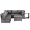 Rattan Sun Island Seating Set, Sofa with Canopy, Footrest, Armchairs, and Table, Outdoor Garden Furniture, Lounge Furniture for Balconies and Gardens,