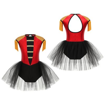 Dětské Dívky Circus Ringmaster Kouzelník Kostým Trikot bez rukávů Tutu Šaty Halloween Téma Party Cosplay Set