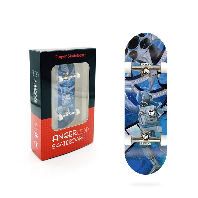 Maple Finger Skateboard with Bearings and Wheels - Mini Double Rocker Board for Kids' Creative Play