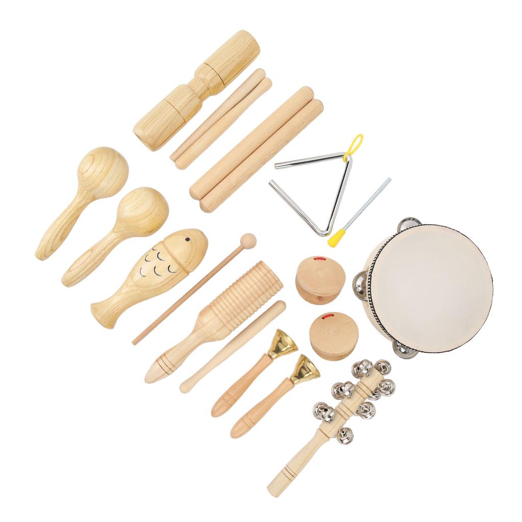 10 ks Sada Hudební bicí nástroje Dřevěné Nerezové Dětské hudební nástroje
