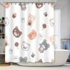 Adorable Animal Print Shower Curtain Set For Bathroom Decor Cartoon Bears Design Waterproof Bath Mat Rings Kit White Color (Size