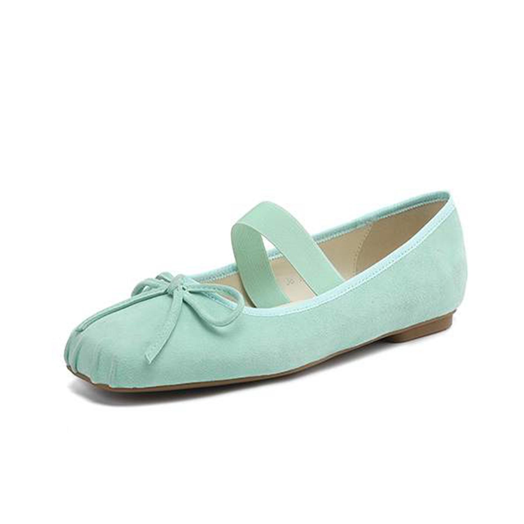 

Krazing Pot Sheep Suede Square Toe Summer Size 42 Butterfly-knot Ballet Dancer Women Slip on Shoes 42 зелёный