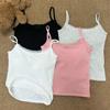 Women's White Lace Trim Sweet & Spicy Tank Top with Chest Pads - Brushed Inner Layer for Autumn/Winter