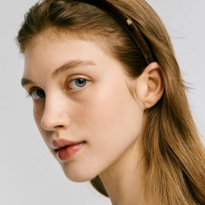 DEPOUND Dp Logo Velvet Hairband - Brown