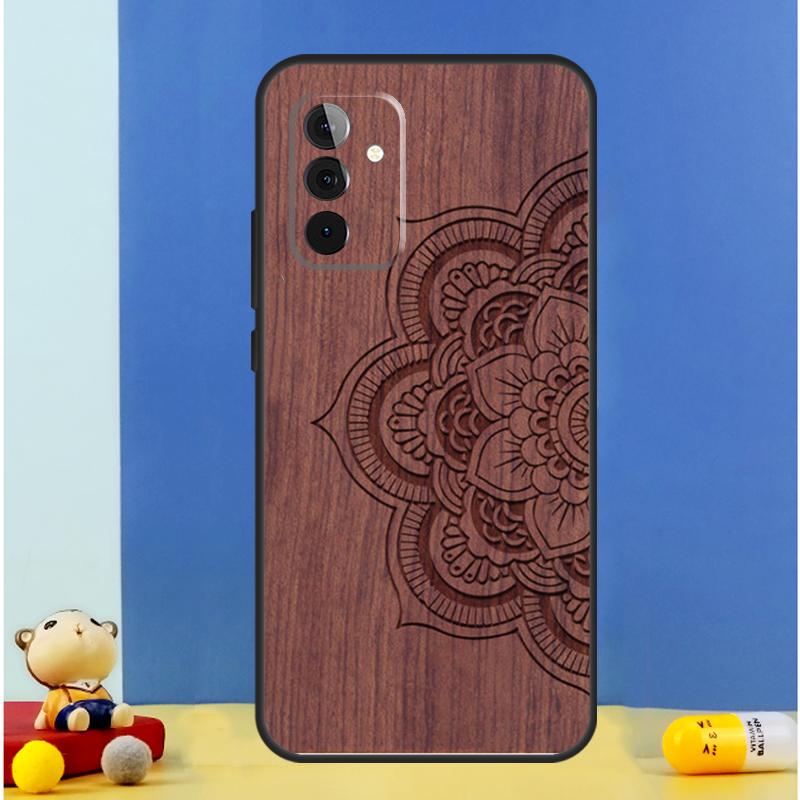 Mandala Floral Wood Case For Samsung Galaxy A32 A52 A22 A12 A14 A24 A34 A54 A15 A25 A71 A51 A13 A33 A53 Cover
