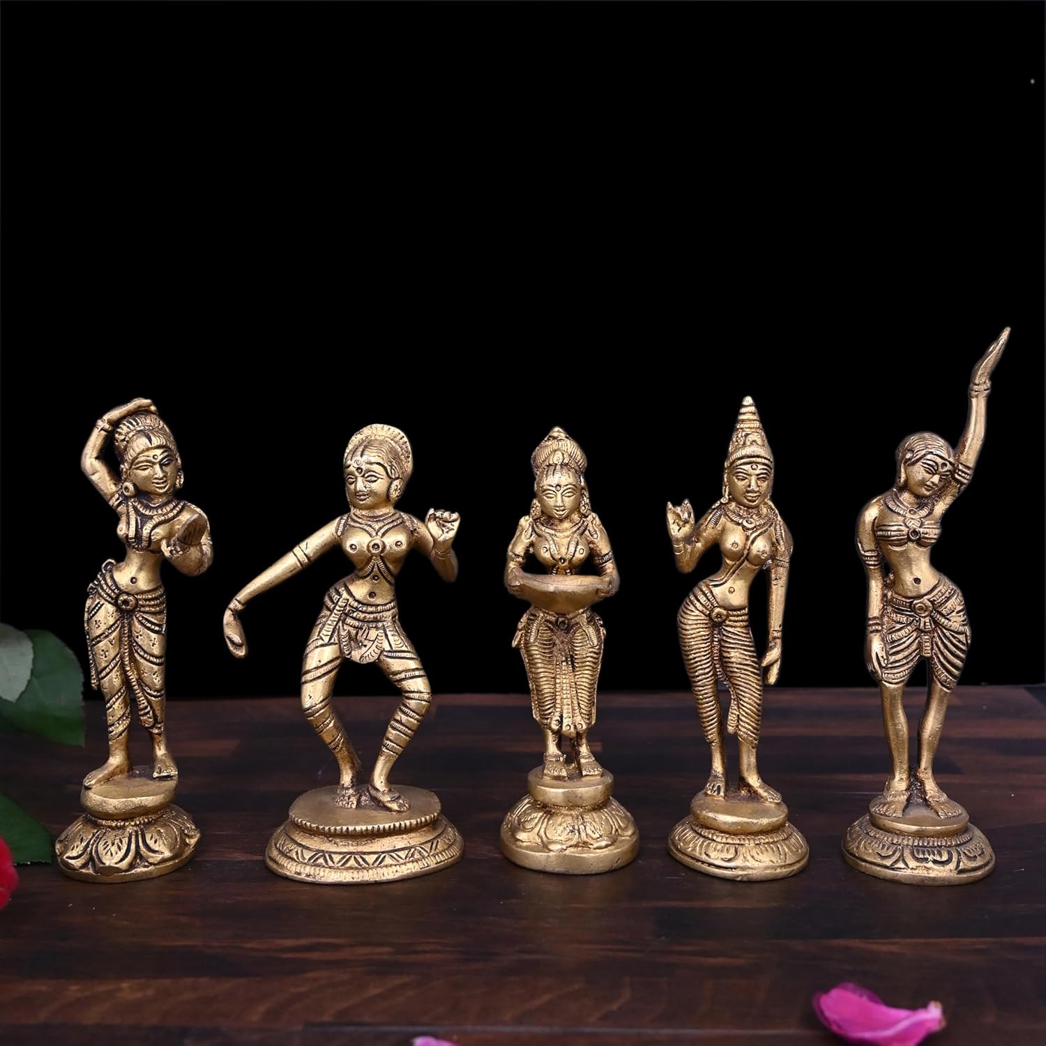 Apsara Dancing Lady Statue, Showpieces Beautiful Dancing Ladies, Gold, Brass