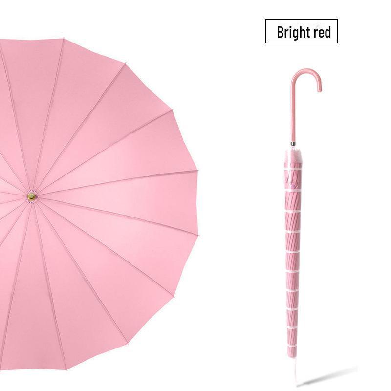 16-Rib Wind-Resistant Long Handle Umbrella with Custom Logo
