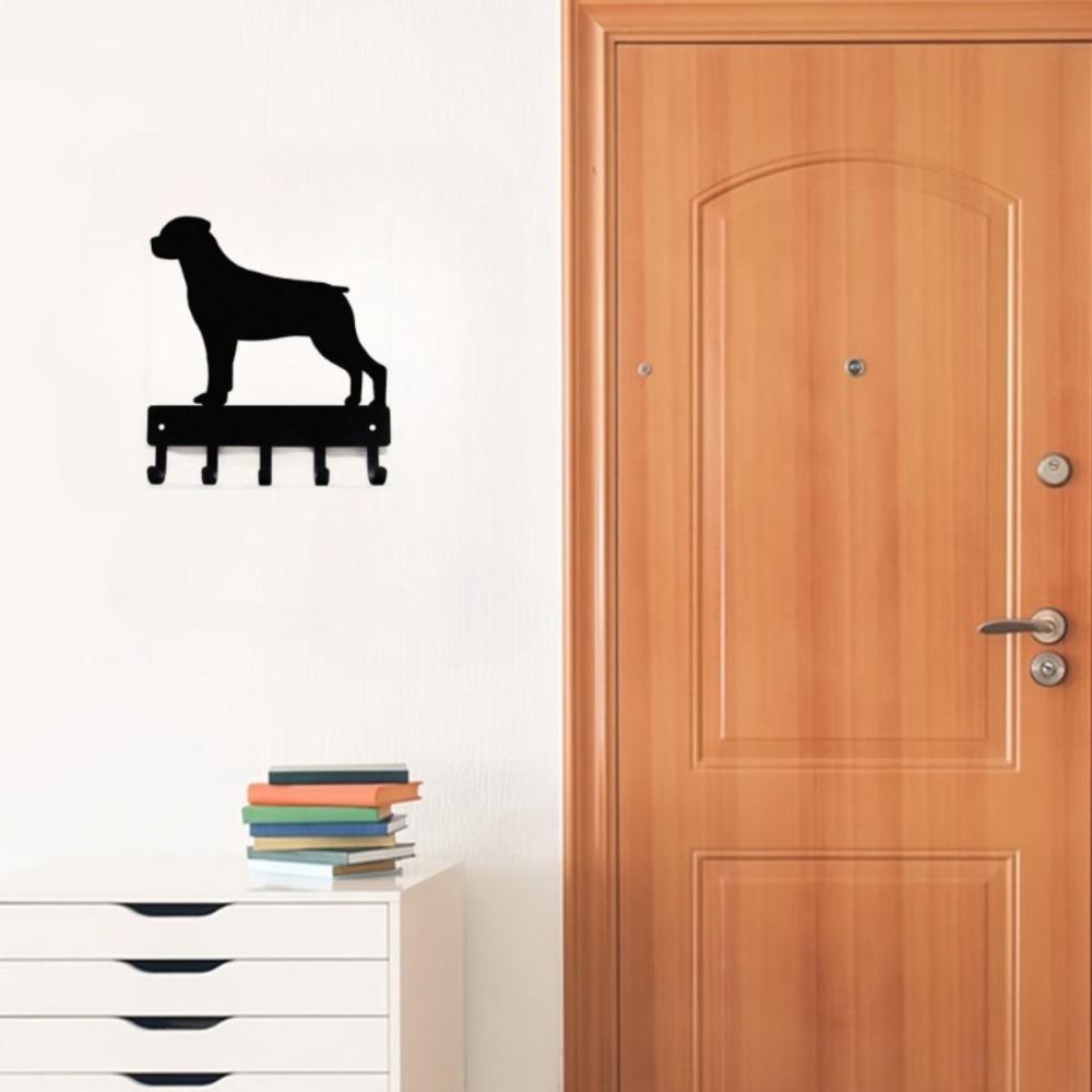 Rottweiler Metal Wall Art Key Holder Dog Leash Hanger Iron Decor