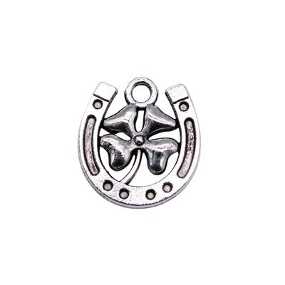 10pcs Lucky Clover Horse Shoe Charms Charms Antique Silver Color Zinc Alloy 16X15mm