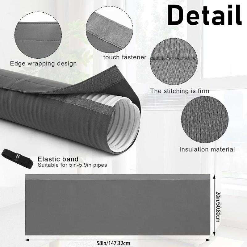 Portable Air Conditioning Exhaust Hose Cover and Window Seal Set Adjustable Length Hose Insulation Sleeve for Window