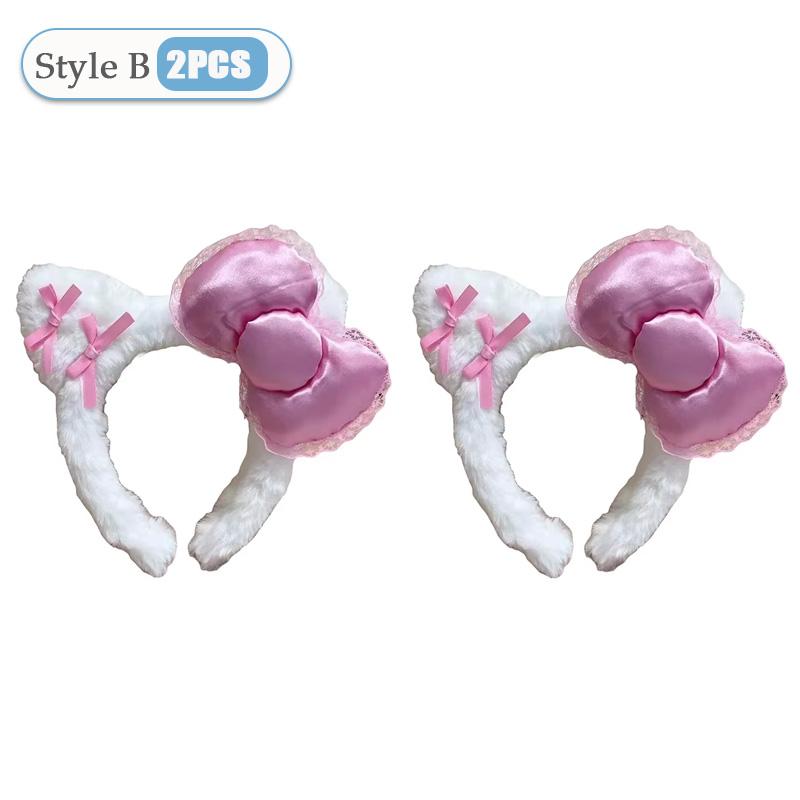 1-20PCS Y2k Leopard Print Kitty Ear Plush Headband Kawaii Girl Hair Ornament Headwear Lolita Fashion Hair Accessory Party Gift