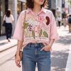ZANZEA Women Casual Turn Down Collar Floral Print Loose 3/4 Sleeve Blouse