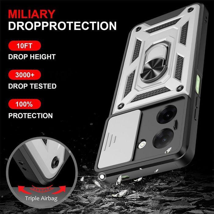 Coque de protection - E.F.CONNECTION - Pour Xiaomi Redmi A5 - Antichoc - Anti-rayures - Argenté avec anneau
