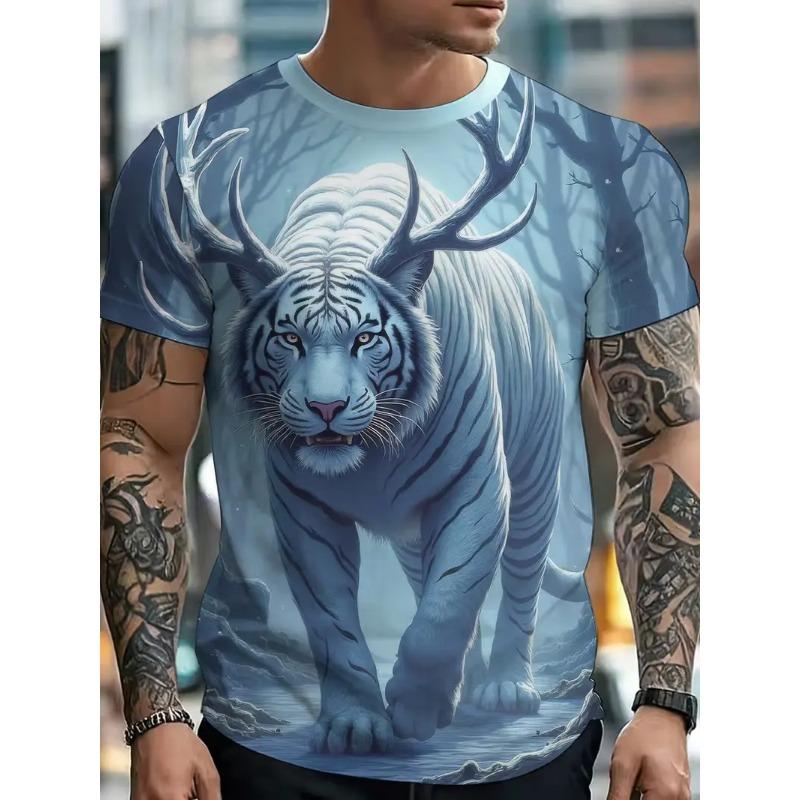 

Men s 3D printed dog leash pattern short-sleeved T-shirt - breathable summer round neck with slight elasticity, s S