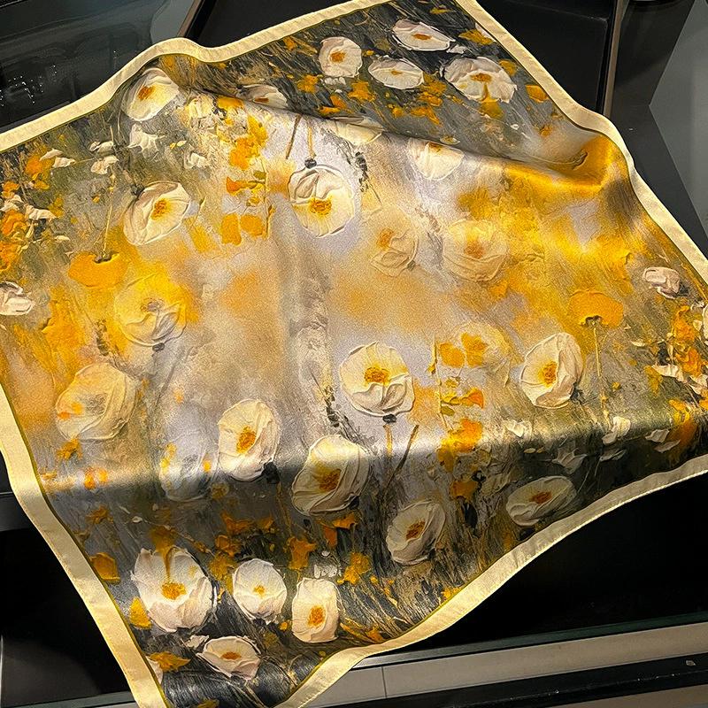 New 100% Natural Real Silk Scarf Women Bandana Square Scarves Wrap Kerchief Mulberry Spring Fashion Luxury High Quality Hijab