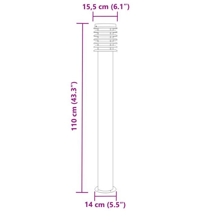 VidaXL Lampadaire d'extérieur noir 110 cm acier inoxydable, éclairage au sol d'extérieur, éclairage au sol de jardin, 4006363