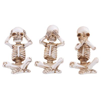 Socha kostlivců, slyšet, vidět, mluvit, ne, halloweenské figurky, dekorace do domácnosti, sada tří kusů