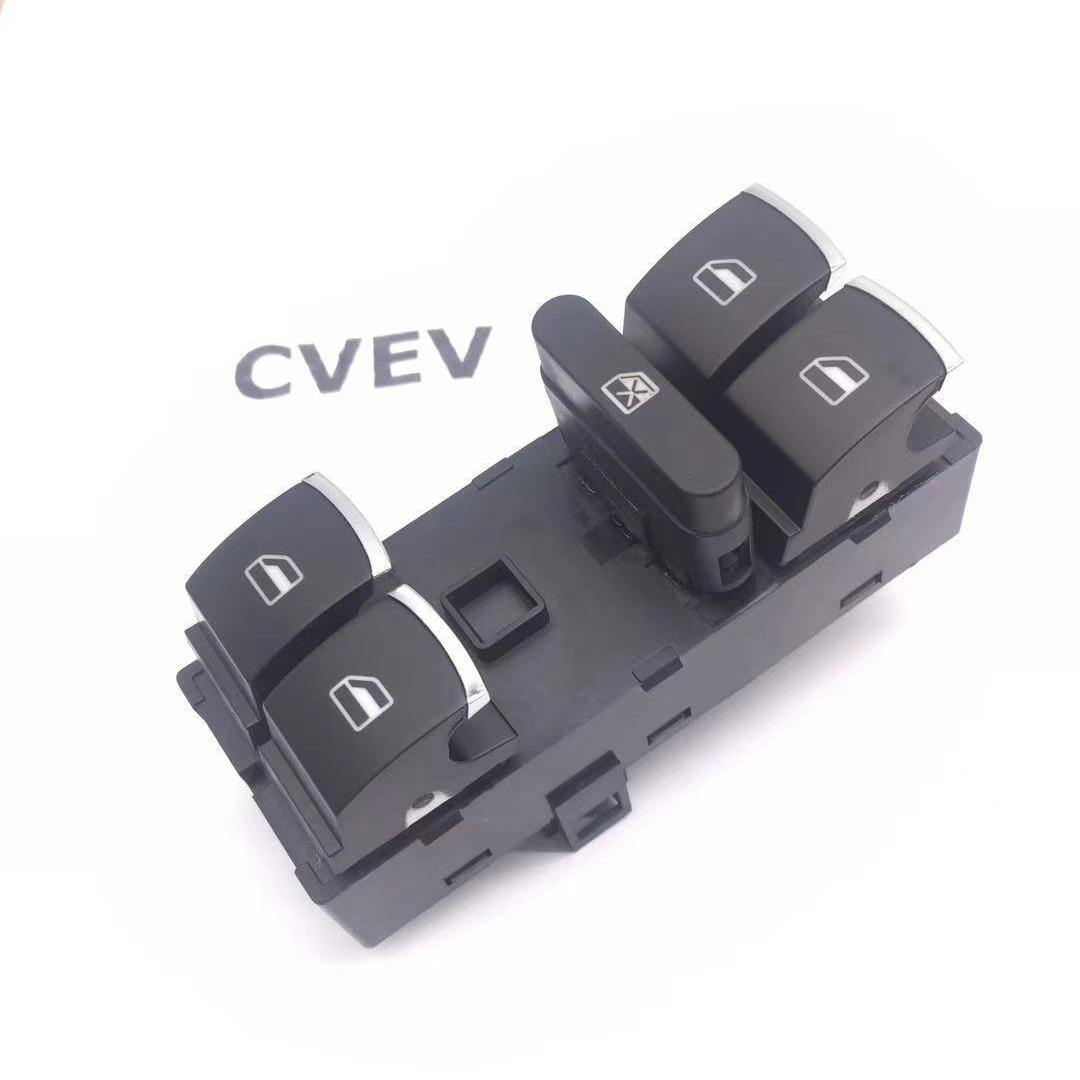 Compatible with Volkswagen 2011 POLO Front Left Window Regulator Master Switch - Chrome Finish CVEV