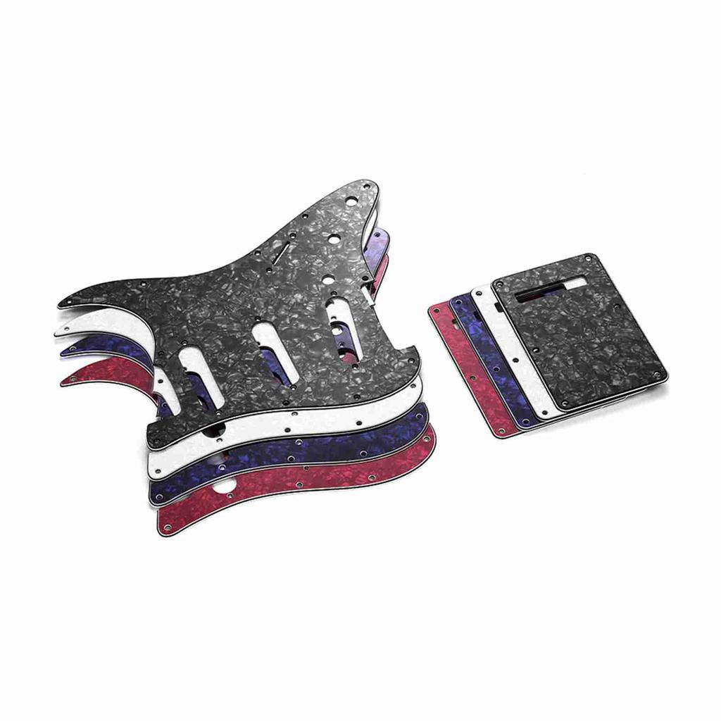 Electric Guitar Pickguard Set with Back Plate Screws Pick Guard for ST Style Guitars White Pearl