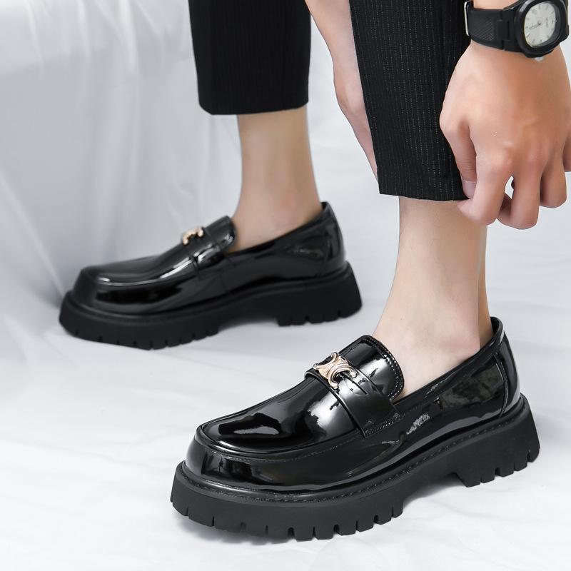 Leather Shoes Brock British Style Suit Thick Sole Heightening Black Casual Business Dress Wedding Groom Shoes