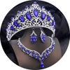 Elegant Big Tiaras and Crowns Bridal Jewelry Sets for Women Prom Wedding Crown With Choker necklace earrings Pageant Tiara Set