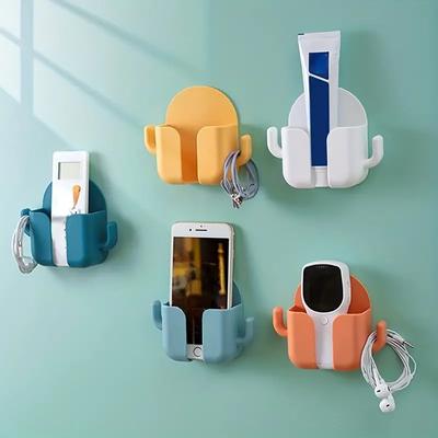 1/6 pièces support de téléphone portable mural, boîte de rangement de chargement de téléphone portable, support de rangement de chevet sans poinçonnage, support de rangement mural