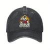 Jesus Has Your Back Graphic Baseball Cap Adjustable Cotton Casual Hat for Adults Outdoor Protection