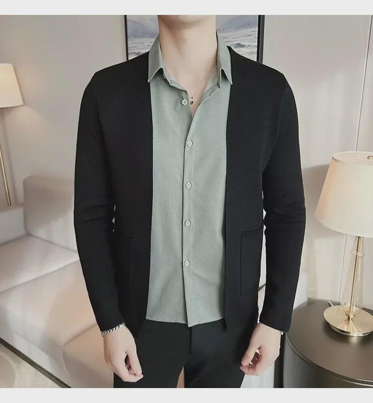 

Мужской осенний вязаный свитер-кардиган с лацканами 2XL зелёный