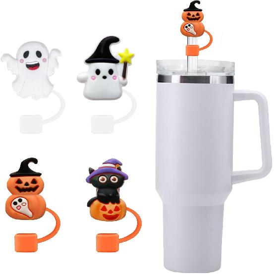 IOKUKI 6 PCS Halloween Straw Toppers for Stanley 30&40 Oz Tumbler, 10mm/04in Straw Covers Cap for All 9-10mm Straws, Dust-Proof Reble Protector
